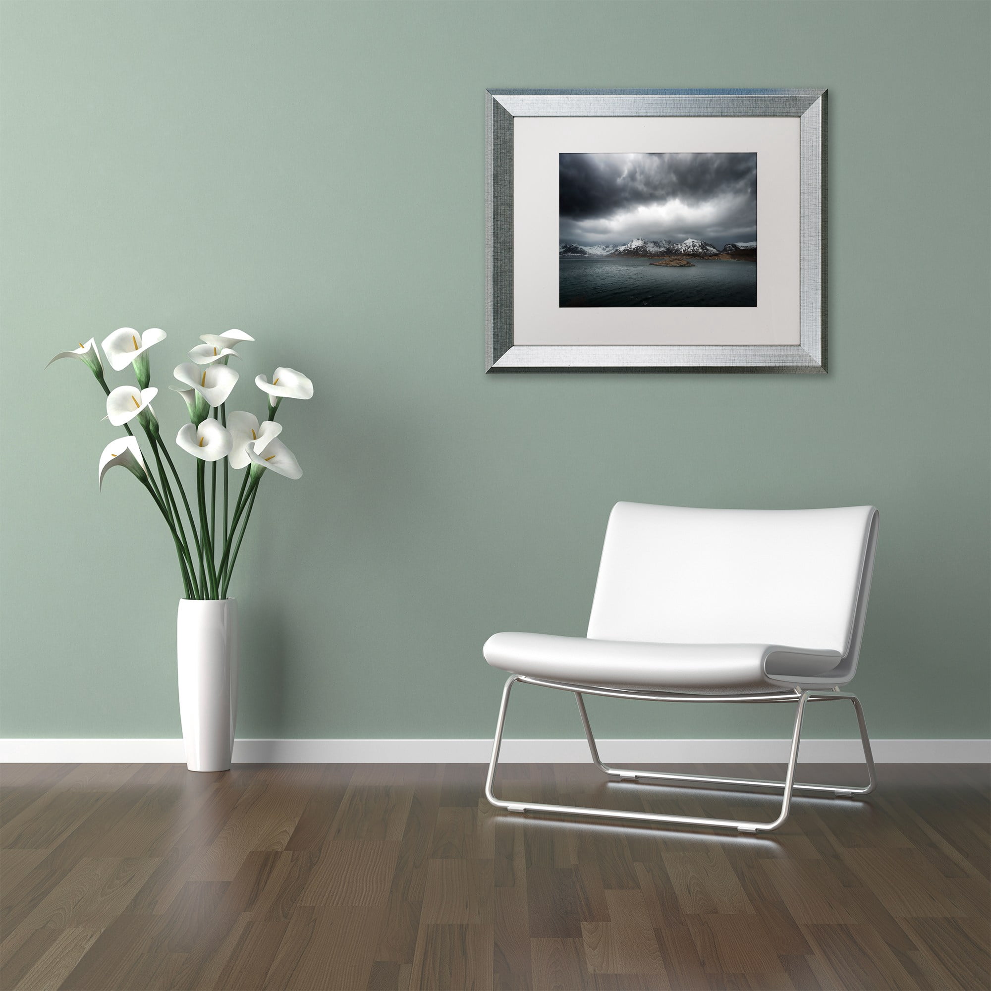 Trademark Fine Art "Grey" Canvas Art by Philippe Sainte-Laudy, White Matte, Silver Frame