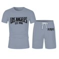thumbnail image 4 of Los Angeles Graphic Short Sets for Men Relaxed Fit Crewneck T Shirt and Shorts 2 Piece Matching Set Mens Summer Outfits, 4 of 7