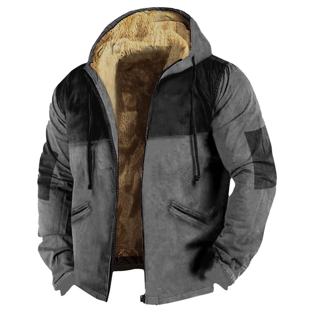 Men's Color Block Jacket Men's Spring And Autumn Casual Trend Zipper Hooded Jacket M