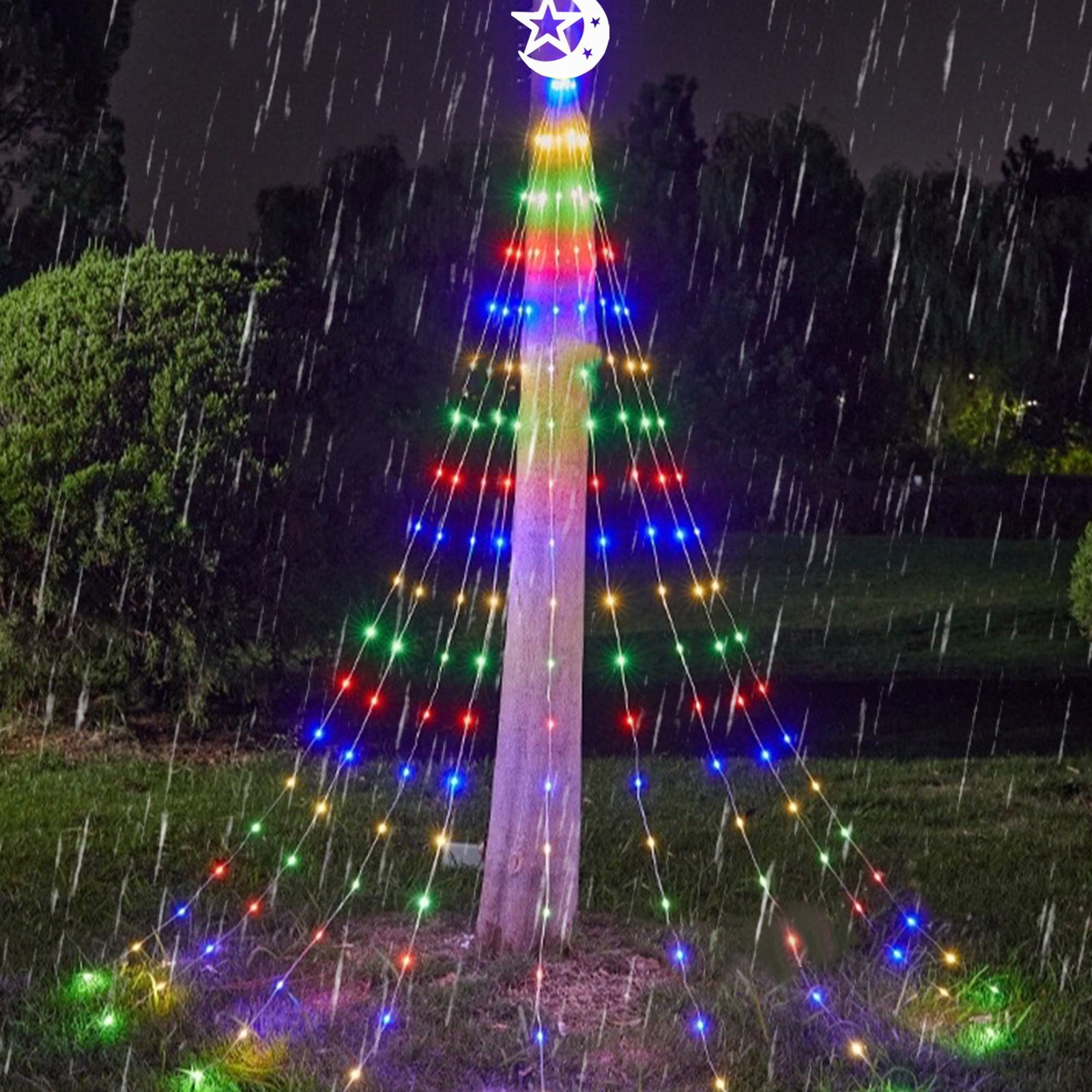 Viflosae Solar Christmas Lights Outdoor Chrismas Solar Outdoor String Lights,patio Rainproof Decorative Christmas Tree,waterfall Christmas Lights, Outdoor Hanging Patio Porch