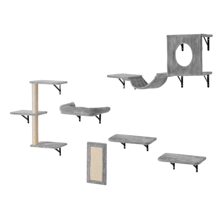 6-Piece Cat Wall Shelves Set Wall Mounted Cat Furniture with Hammock & Perch Cat Climbing Set up to 40 lbs for Indoor Cats