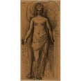 thumbnail image 2 of Pierre Puvis de Chavannes 11x18 Gold Ornate Wood Frame and Double Matted Museum Art Print Titled - Standing Woman (1868), 2 of 4