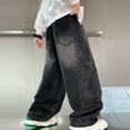 thumbnail image 4 of lnmuld Boys Jeans Stylish and Comfortable Wide Leg Trousers for Boys Fall Fashion Loose Fit Long Pants Big Kids Teenagers Casual Wear Size：7-8 Years, 4 of 9