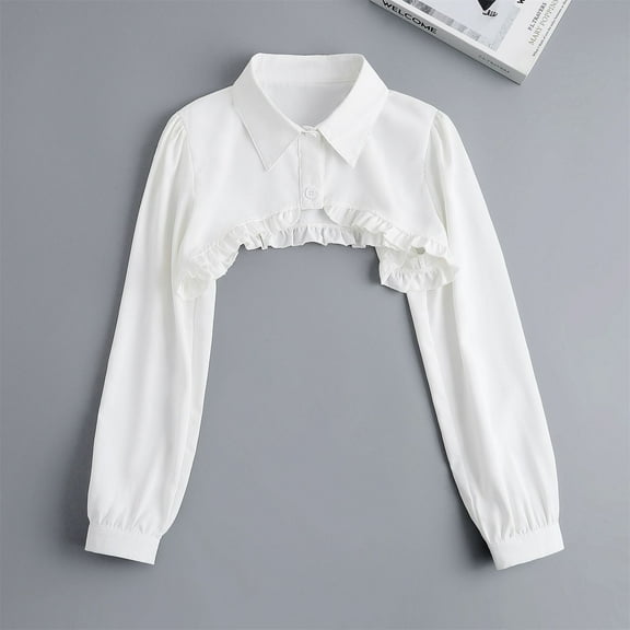 Short Women Shrug Crop Top Sheer Open Front Long Sleeve Cardigan Sun Protection Clothes