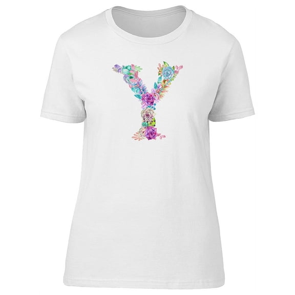 Cute Floral Capital Letter Y Tee Women's -Image by Shutterstock