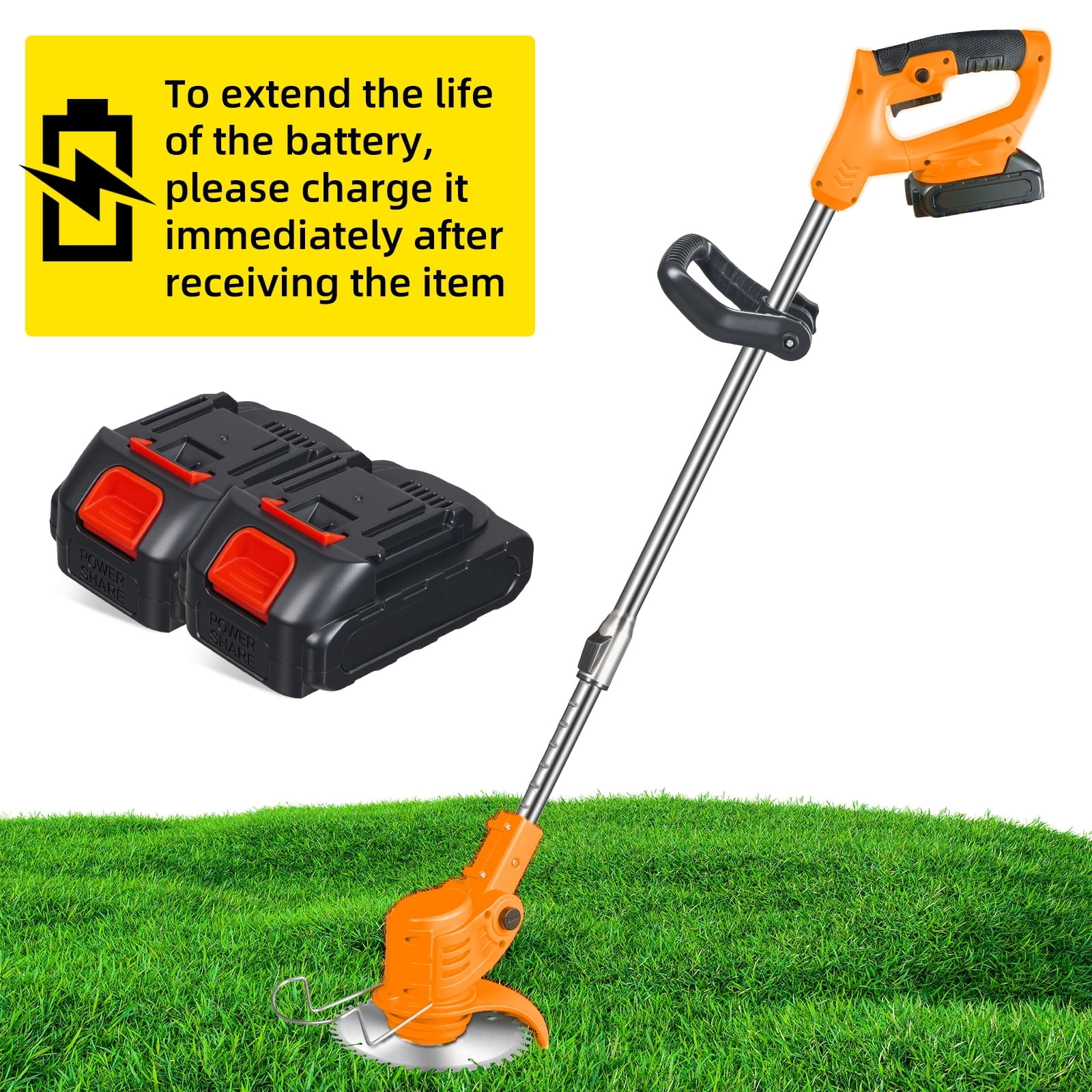 Paddsun Electric Weed Wacker Battery Powered,Cordless String Trimmer Edger with Wheels 3 Function Blades Cutter for Yard and Garden