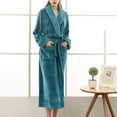 thumbnail image 6 of Womens Fleece Plush Bathrobe Soft Warm Long Robe Ladies Sleepwear Pajamas Shawl Collar Nightgown With Belt, 6 of 6