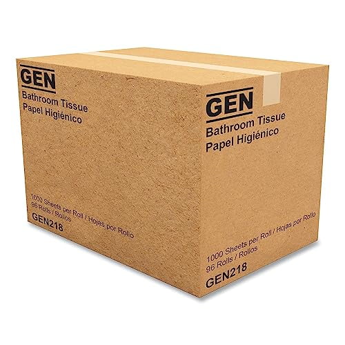 GEN 218 Standard Bath Tissue, 1-Ply, 1000 Sheets, 96/Carton