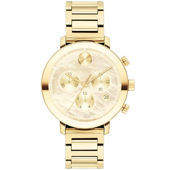 Movado Bold Evolution Quartz Chronograph Champagne Dial Gold Tone Steel Women's Watch 3600788