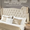 thumbnail image 6 of Breltam Queen Size Bed Frame Velvet Upholstered Platform Bed with Wingback Headboard, Beige, 6 of 9