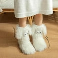 thumbnail image 2 of Cozy Socks, Winter Warm Fuzzy Non-Slip Slipper Socks with Cute Big Eyes, Thick Fleece Floor Long Socks（Black）（XX）, 2 of 7