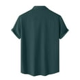 thumbnail image 6 of USNSM (M-5XL) Men's Plus Size Cotton Linen Short Sleeve Shirts Casual Lightweight Button Down Shirts Tops with Pocket Green XXXL, 6 of 7