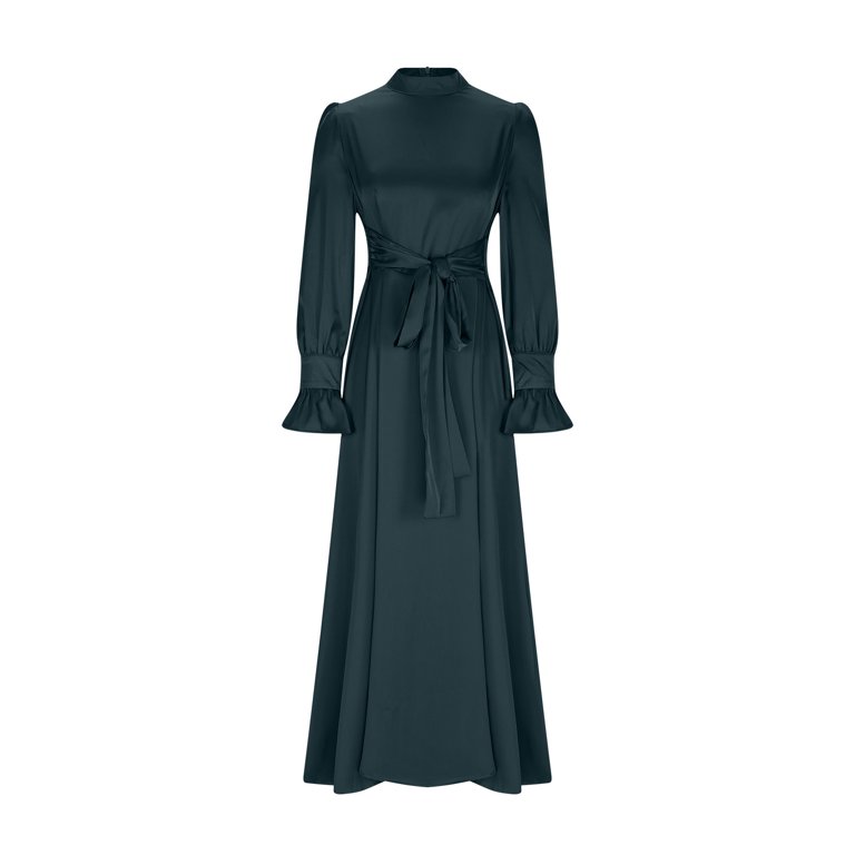 dark green satin long sleeve dress Lulus | Emerald Green Satin Long Sleeve Maxi Dress | Womens | XX-Small (Available in XS, S)
