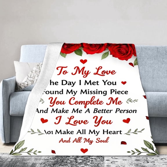 Amarainy To My Love Romantic Rose Throw Blanket With Love Message For Winter Gift Home Sofa Bed Decoration 50x60 inch