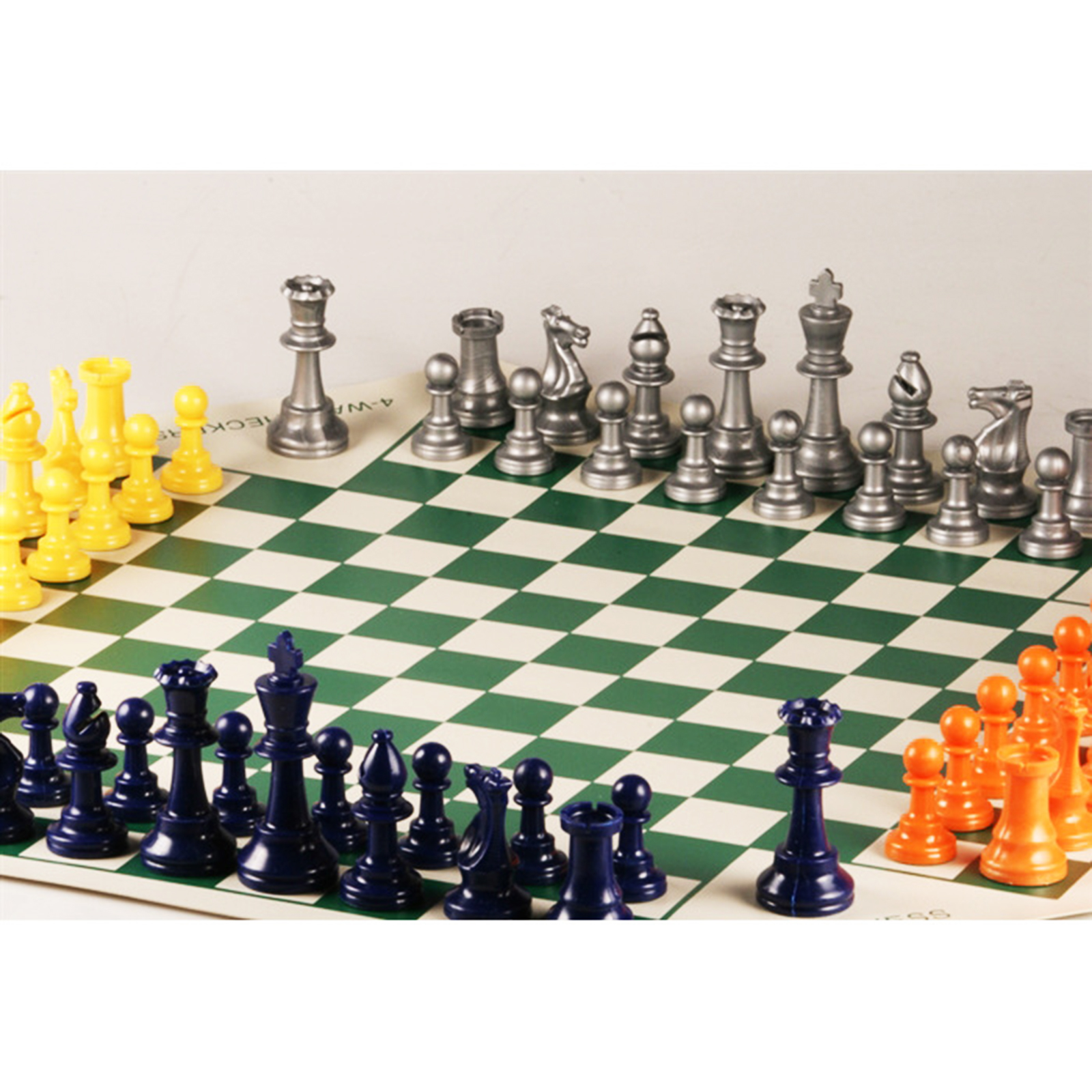 Four Player Chess Board Game Set Soft Folding Chess Board Plastic Medievals Chesses Travel Family Chess Game