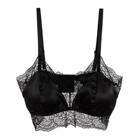 OJSFQUFP Women Bras Comfortable Black Women Lingerie Sexy Lace Push Up Lace Up Floral Bralette Top Bra Soft and Breathable Bra Basic Everyday Bra S