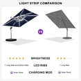 thumbnail image 2 of PURPLE LEAF 10' X 13' Double Top Deluxe Solar Powered LED Rectangle Patio Umbrella Offset Hanging Umbrella Outdoor Market Umbrella Garden Umbrella, Navy Blue, 2 of 12