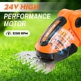 thumbnail image 6 of NEXPOW 24V Cordless Hedge Trimmer – 3-in-1 Grass Shears, Shrubbery Trimmer & Electric Grass Trimmer, Dual Batteries, Lightweight & Powerful(Orange), 6 of 8