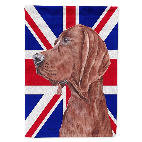 Redbone Coonhound with English Union Jack British Flag House Flag