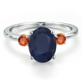 thumbnail image 3 of Gem Stone King 14K White Gold Blue Sapphire and Orange Sapphire Engagement Ring for Women | 3.32 Cttw | Oval 10X8MM | Gemstone September Birthstone | Size 6, 3 of 6