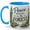 Blue, variant on Peace Begins in the Forest Coffee Mug, Watercolor Woodland Stream Nature Quote Design, 11 oz Ceramic Cup