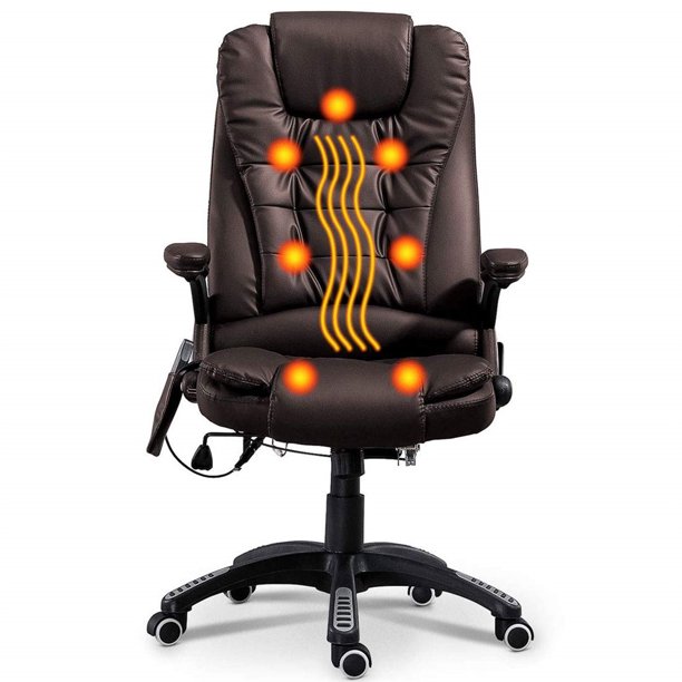 High-Back Office Massage Chair - PU Leather Ergonomic Heated Vibrating