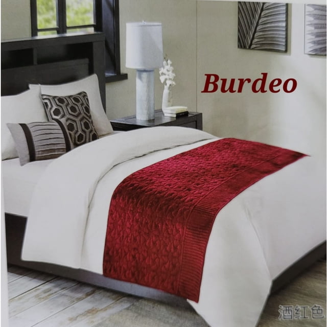 Pieza de cama polar reversible de tela burdeo de 95 x 210 cm