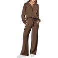 thumbnail image 1 of ORUYROP Women 2 Piece Outfits Sweatsuit Set 2023 Fall Oversized Half Zip Sweatshirt Wide Leg Sweatpant Lounge Set Tracksuit, 1 of 7