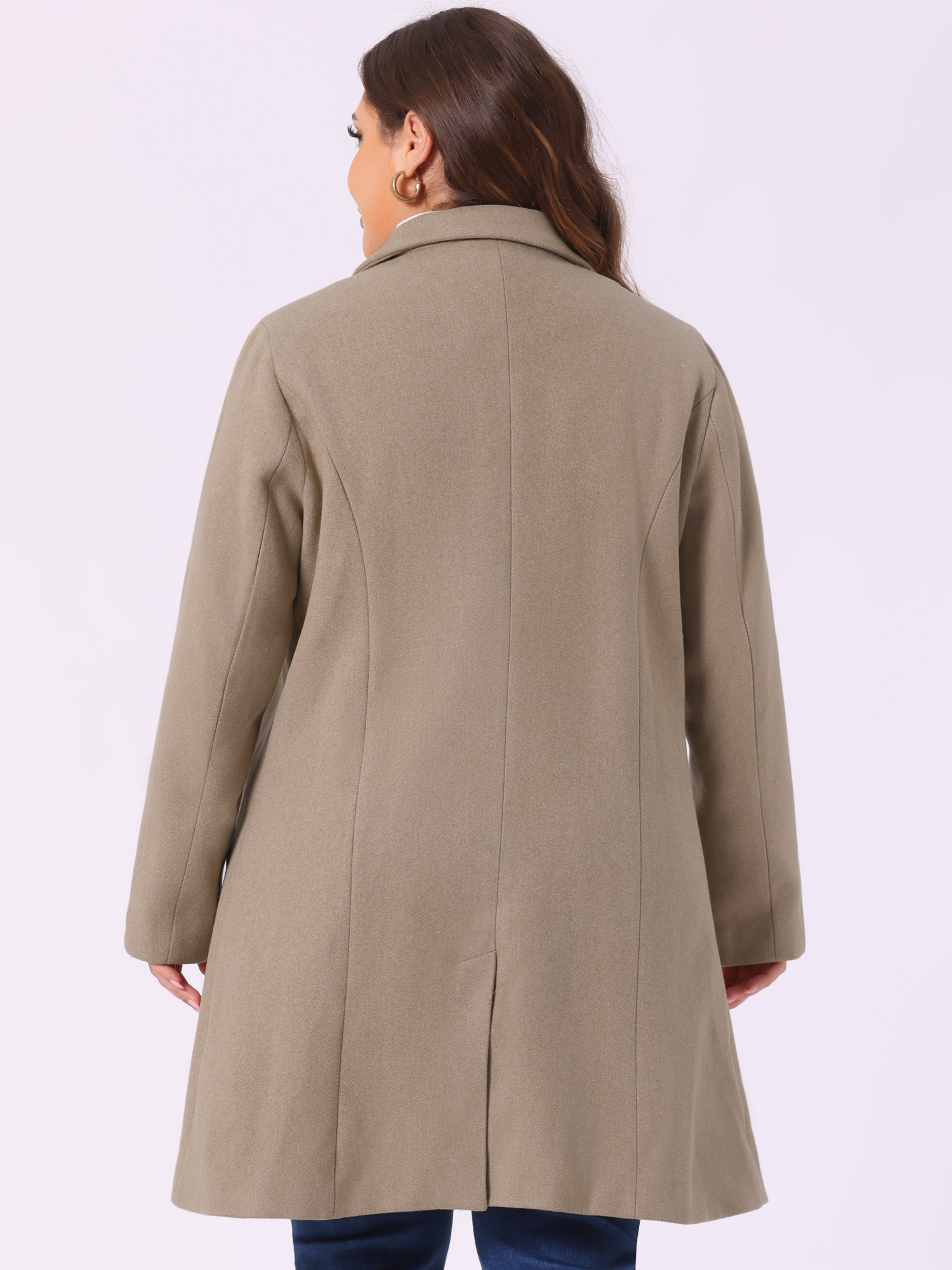 DARING DIVA Women's Plus Size Notched Lapel Single Breasted Trench Coat 4X Light Brown
