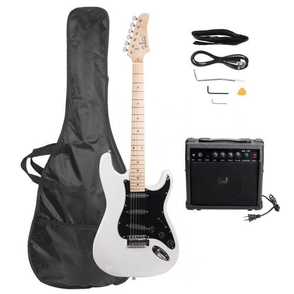 Electric Guitar Gig Bag Cable Strap Picks 20 Amp Right-Handed Beginner 6