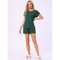 thumbnail image 3 of DARING DIVA Lounge Set Flounce Pajama Set Soild Sleepwear Top S Green, 3 of 7