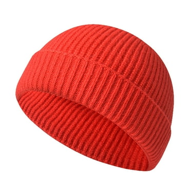 WYXSH Men's Cuffless Short Beanie-Knit Hat Winter Hats For Women Mens Cap Soft Warm Plain Toboggan Hats For Cold Weather