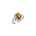 thumbnail image 4 of RYLOS Rings for Women 14K Gold Ring Princess Diana Inspired 9X7MM Gemstone & Halo of  Diamonds Tiger Eye Jewelry for Women Size 6, 4 of 8