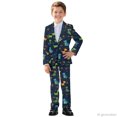 thumbnail image 3 of Whosucclay Cute Cartoon Dinosaur Print Boys Suit Set, Polyester Cloth Adjustable Elastic Waist Blazer Pants Set for School School Ceremony, 2 Piece Formal Wear Outfit, 3 of 10