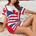thumbnail image 4 of Fuzoiu USA Canada Flag Print Women's Short-Sleeved Pajama Set,Lounge Sleepwear Set,Womens Pajama Sets 2 Piece,Button-Up Top and Shorts with Pockets-3X-Large, 4 of 7