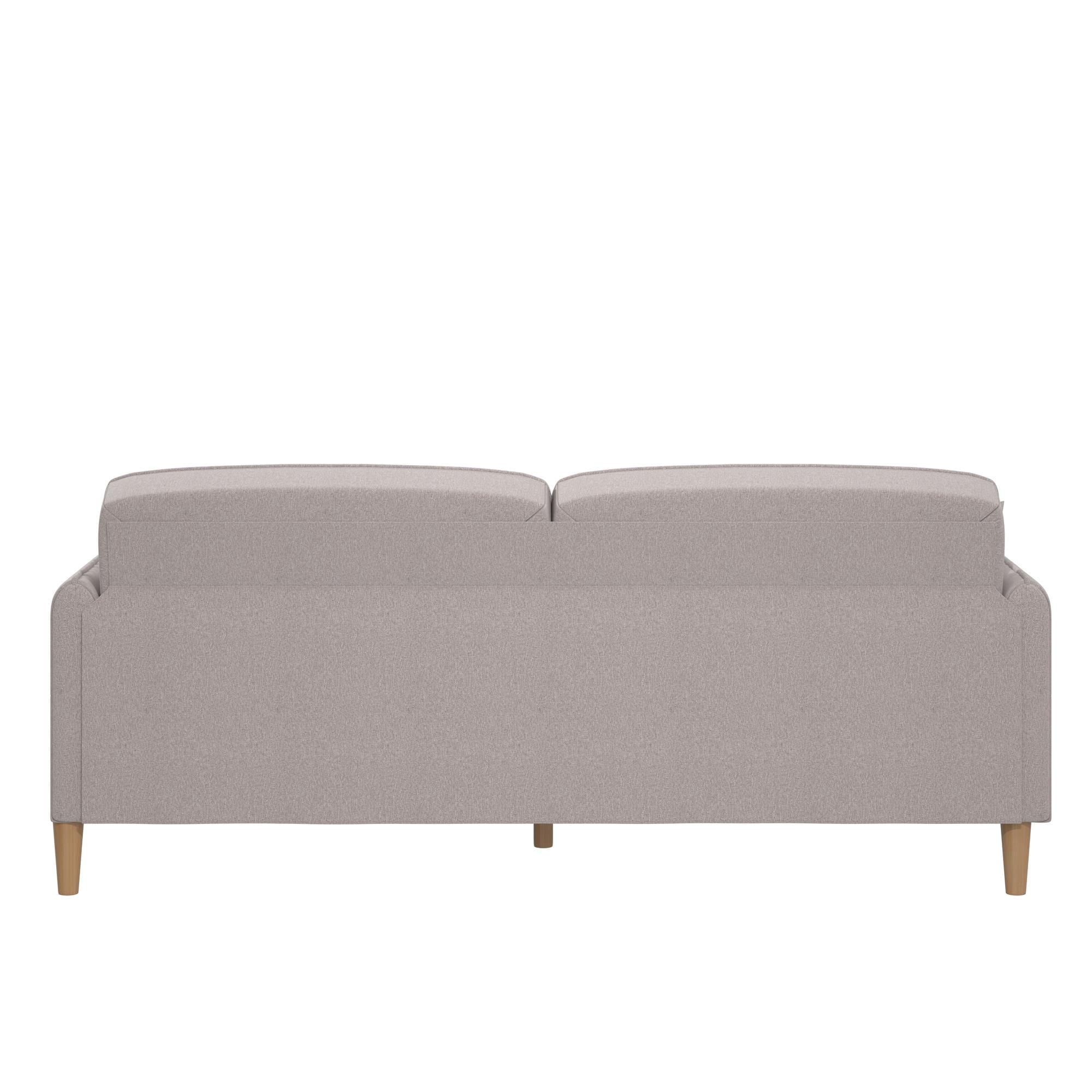 Mainstays Claremonte 78" Tufted 3 Seater Sofa Couch with Throw Cushions, Light Gray Linen