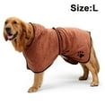 thumbnail image 1 of Pet Towel Dog Bathrobe Soft Super Absorbent Microfiber Dog Drying Towel Robe with Hood Belt for Large Medium Small Dogs Brown L, 1 of 8