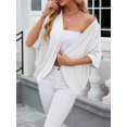 thumbnail image 3 of Pudcoco Cardigan Léger à devant Ouvert pour Femmes, Cardigan à Oeillets à Manches au Coude, Printemps Été, Doux, Décontracté, Drapé, Couvre-Maillot, 3 of 9