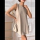 thumbnail image 3 of Vestido Tipo Chaleco Sin Mangas con Cuello Redondo en Color Liso, Color Albaricoque, Talla L, 3 of 6