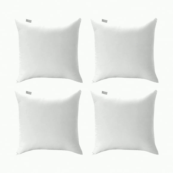 UltraSoft Pillow Inserts 18x18 - 4 Pack White - Decorative Cushion Square Sham Form - Bed Couch Sofa - Polyester Filling - 4 Count