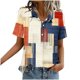 thumbnail image 5 of TaTaai Women's Casual Short Sleeve Button Down Collar Shirt Top Allover Print Loose Fit Summer Blouse Daily Wear Plus Size Gift, 5 of 6