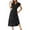Black, variant on Womens Wrap Waist Maxi Dress Ruffled Sleeve Design Breathable Fabric Relaxed Silhouette for Vacation Looks Black L