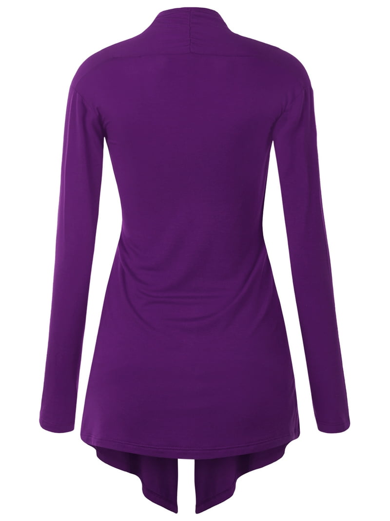 Made by Johnny Women's Draped Open Front Cardigan M DARK_PURPLE