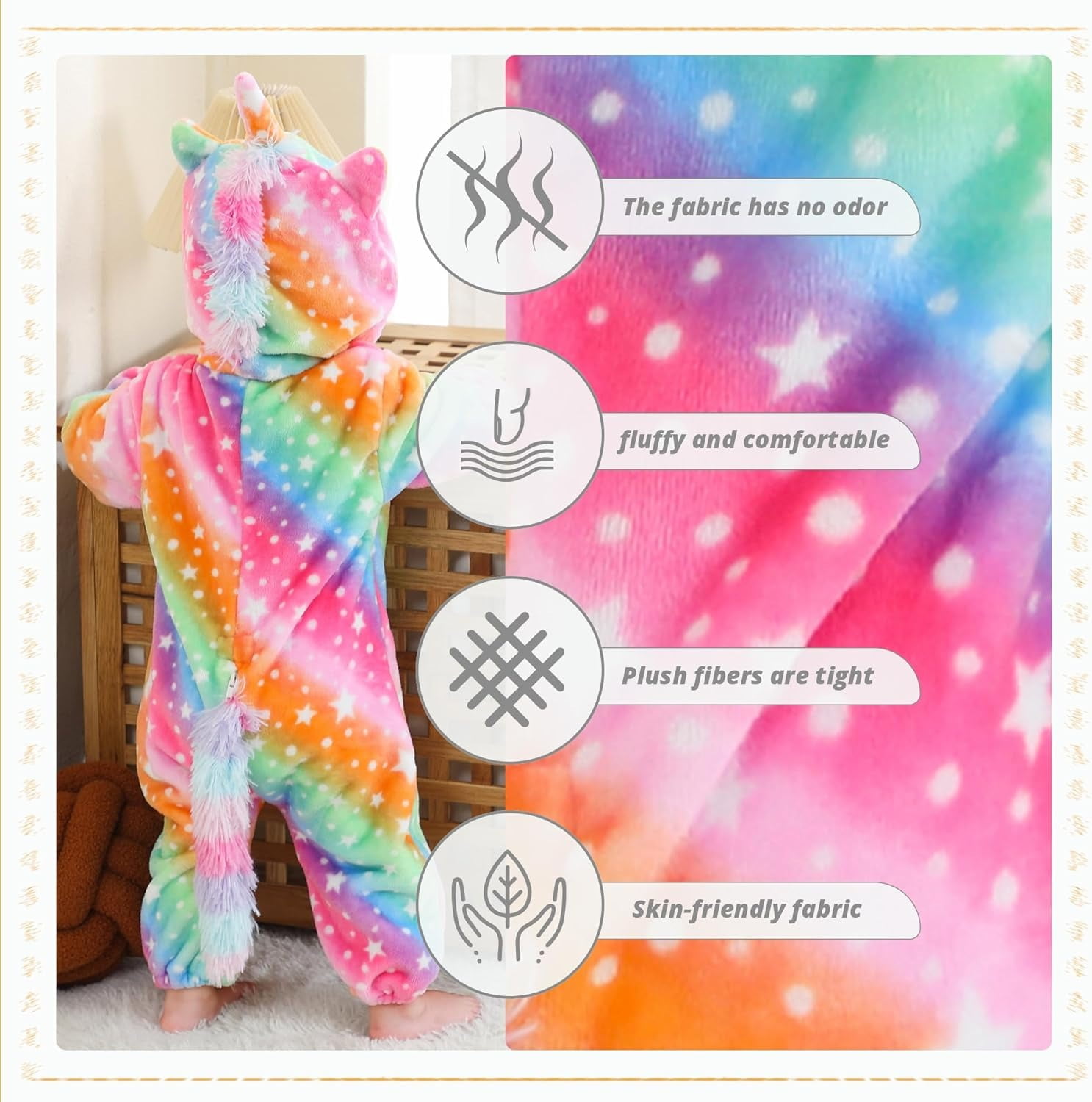 ATAIKU Baby Animal Unicorn Onesie Flannel Hooded Romper for Infant Winter Playsuit Jumpsuit for Boys and Girls Toddler Overall Outfit