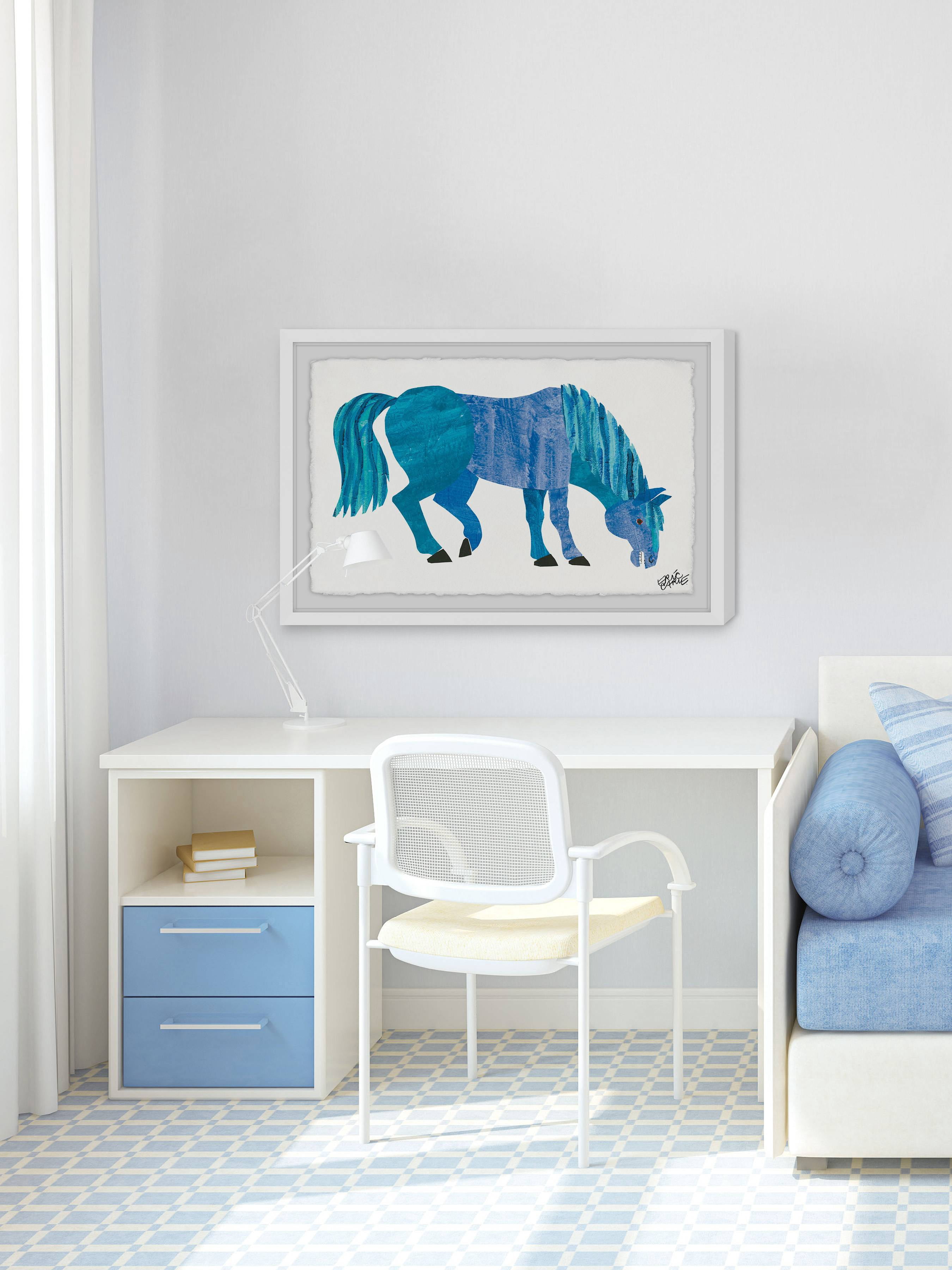 Marmont Hill Blue Horse By Eric Carle Framed Wall Art, 18.00" x 1.50"