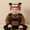 Brown, variant on 3Pcs Infant Boy Outfit Crew Neck Long Sleeve Contrast Color Romper Suspender Pants and Dog Face Print Hat Set