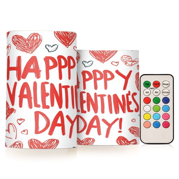 BZSMCE Flameless Candles LED Lights Red Pattern Of Hearts Creativity Battery Candles
