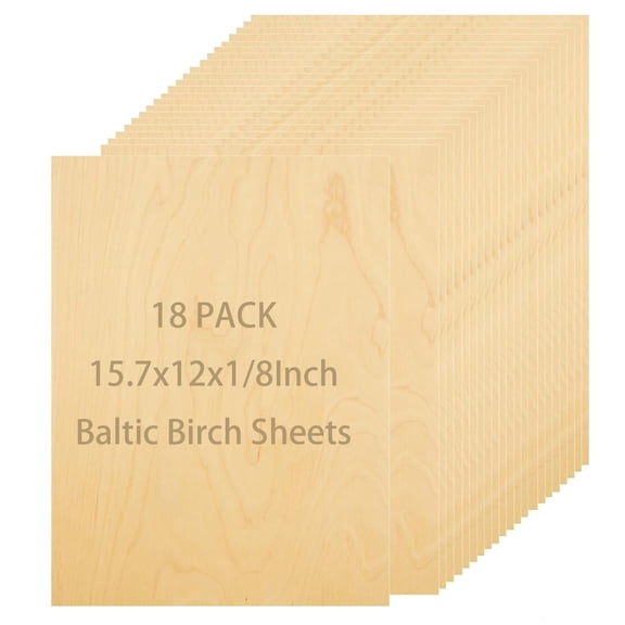18pcs Baltic Birch Plywood Sheets 12 x 15.7 x 1/8 Inch-3 mm Unfinished Plywood for Craft Thin Wood Boards Sheets Rectangle Wood Panels for DIY School Projects