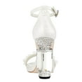 thumbnail image 3 of FSJ Women Elegant Pearls Open Toe Rhinestone Platform Sandals Ankle Buckle Strap Crystal Block Chunky Heels Wedding Party Shoes Size 5.5 White, 3 of 5