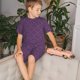 thumbnail image 4 of Balery Retro Florals Purple Conjunto de Pijama Infantil de Manga Corta con Estampado – Ropa de Dormir de Algodón Suave-3X-Large, 4 of 6